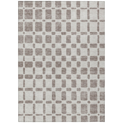 Tabselect Home Line 5' X 8' Taupe And Beige Geometric Washable Indoor Outdoor Area Rug