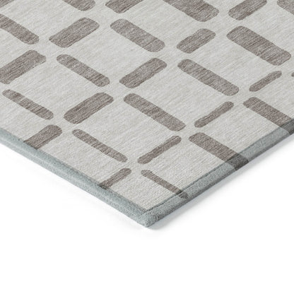 Tabselect Home Line 5' X 8' Taupe And Beige Geometric Washable Indoor Outdoor Area Rug