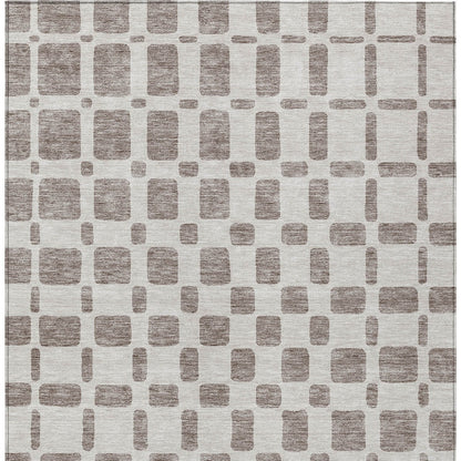 Tabselect Home Line 5' X 8' Taupe And Beige Geometric Washable Indoor Outdoor Area Rug