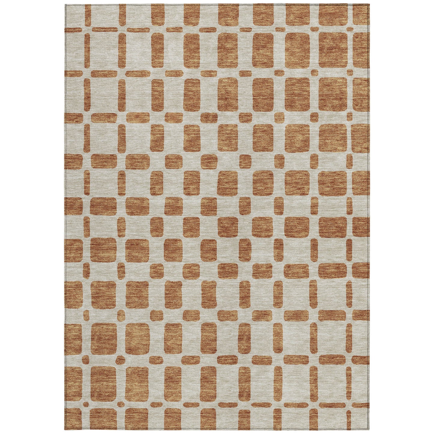 Tabselect Home Line 5' X 8' Terra Cotta And Beige Geometric Washable Indoor Outdoor Area Rug