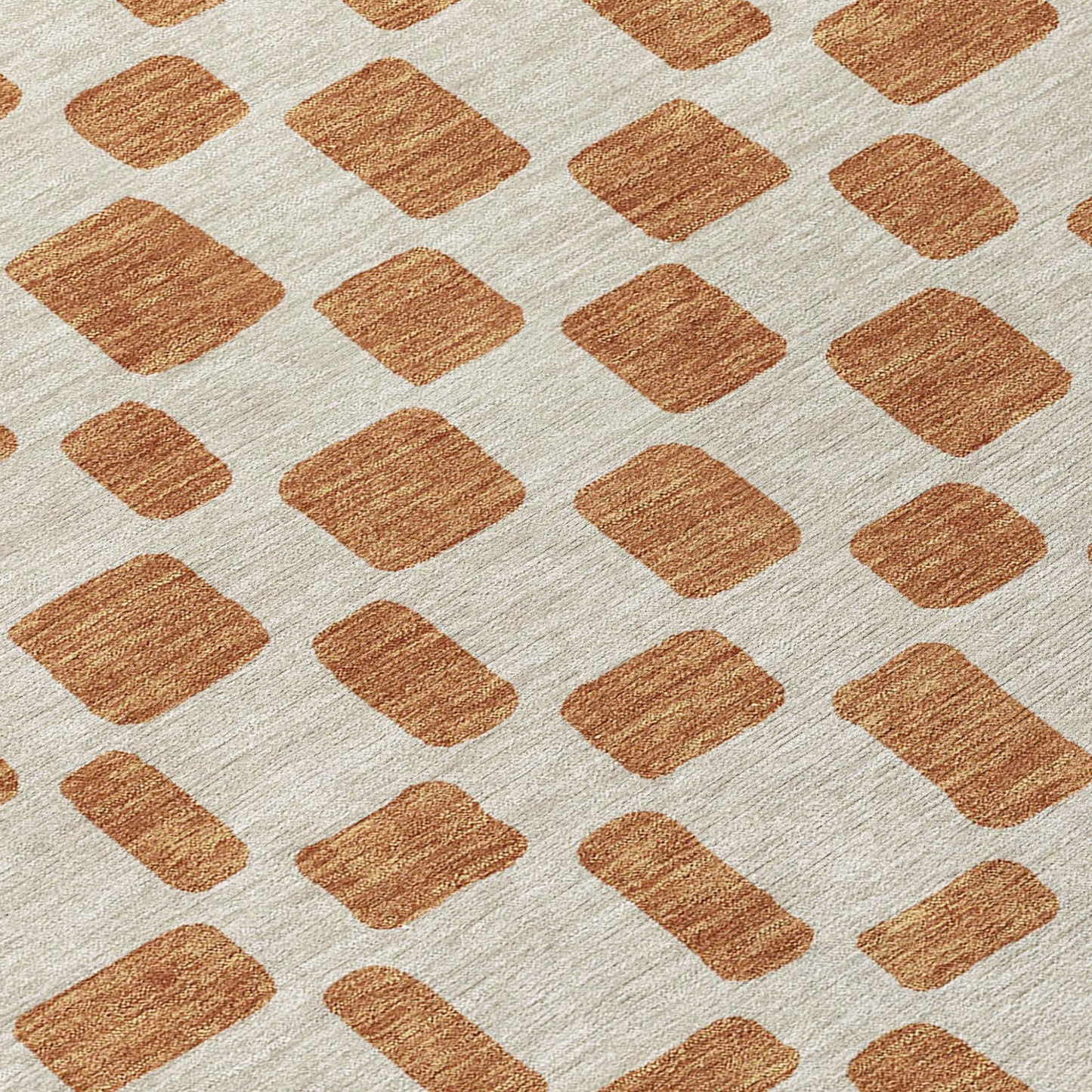 Tabselect Home Line 5' X 8' Terra Cotta And Beige Geometric Washable Indoor Outdoor Area Rug