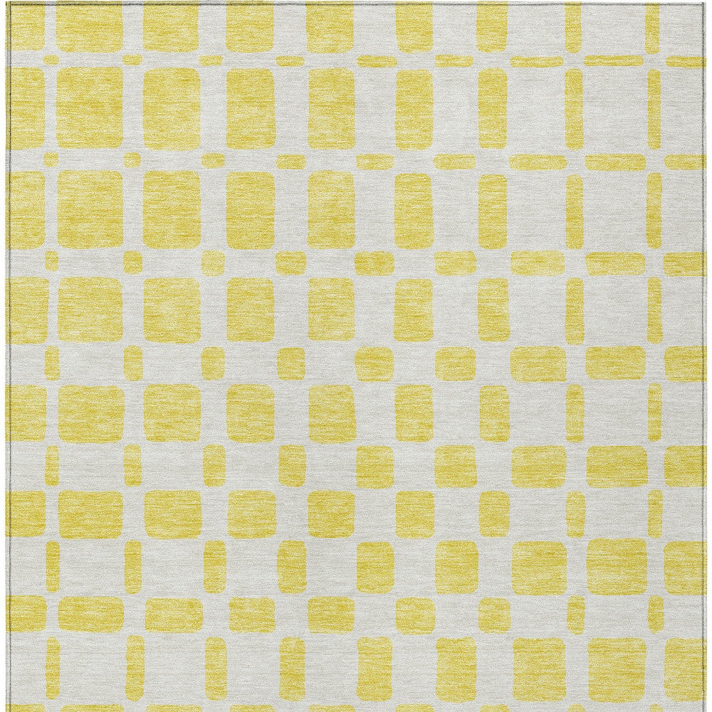 Tabselect Home Line 5' X 8' Yellow And Gray Geometric Washable Indoor Outdoor Area Rug