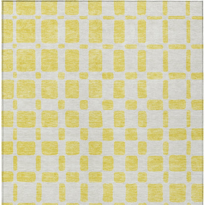 Tabselect Home Line 5' X 8' Yellow And Gray Geometric Washable Indoor Outdoor Area Rug