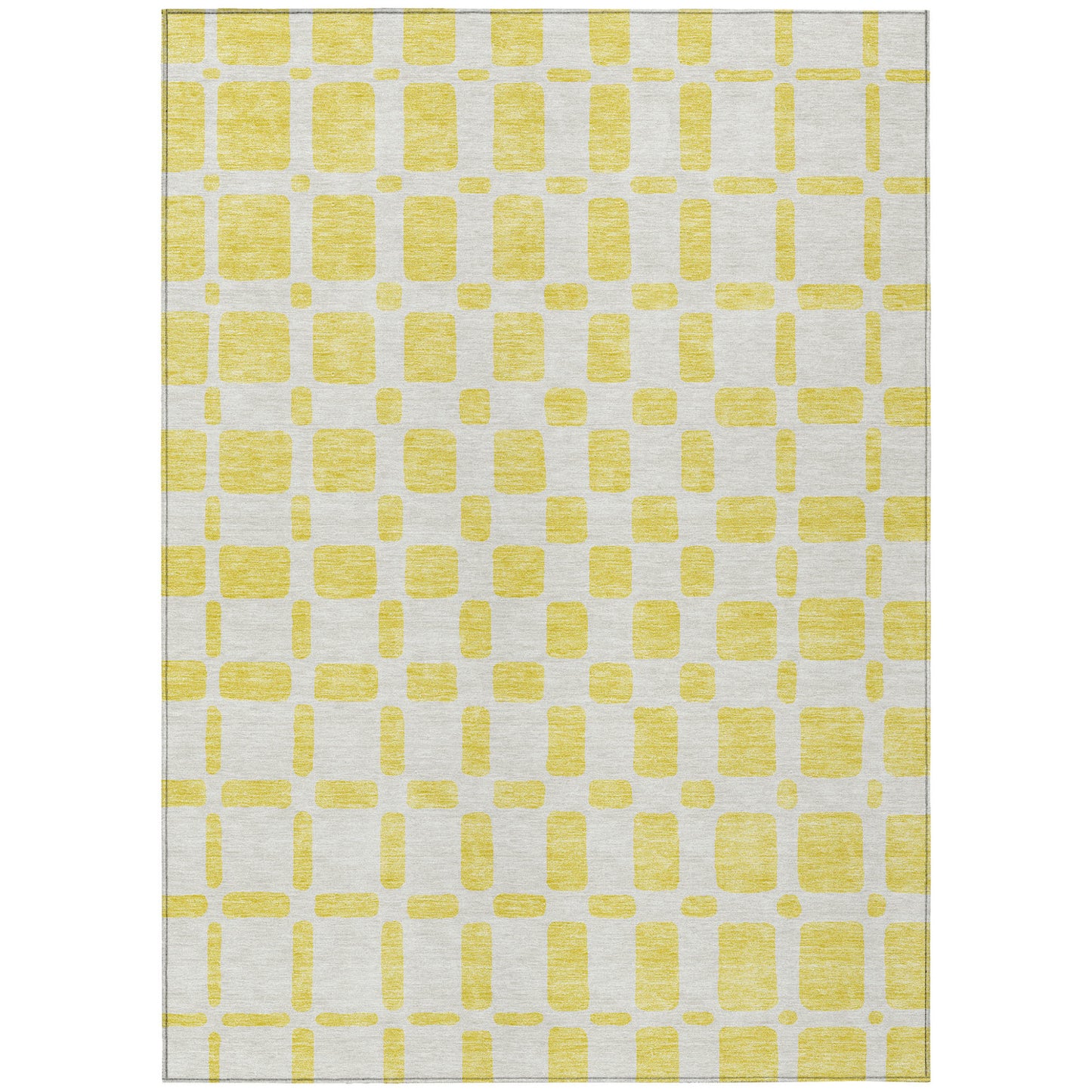 Tabselect Home Line 5' X 8' Yellow And Gray Geometric Washable Indoor Outdoor Area Rug