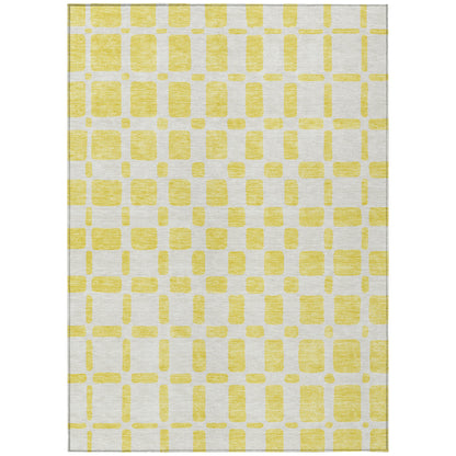 Tabselect Home Line 5' X 8' Yellow And Gray Geometric Washable Indoor Outdoor Area Rug