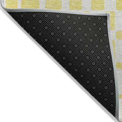 Tabselect Home Line 5' X 8' Yellow And Gray Geometric Washable Indoor Outdoor Area Rug