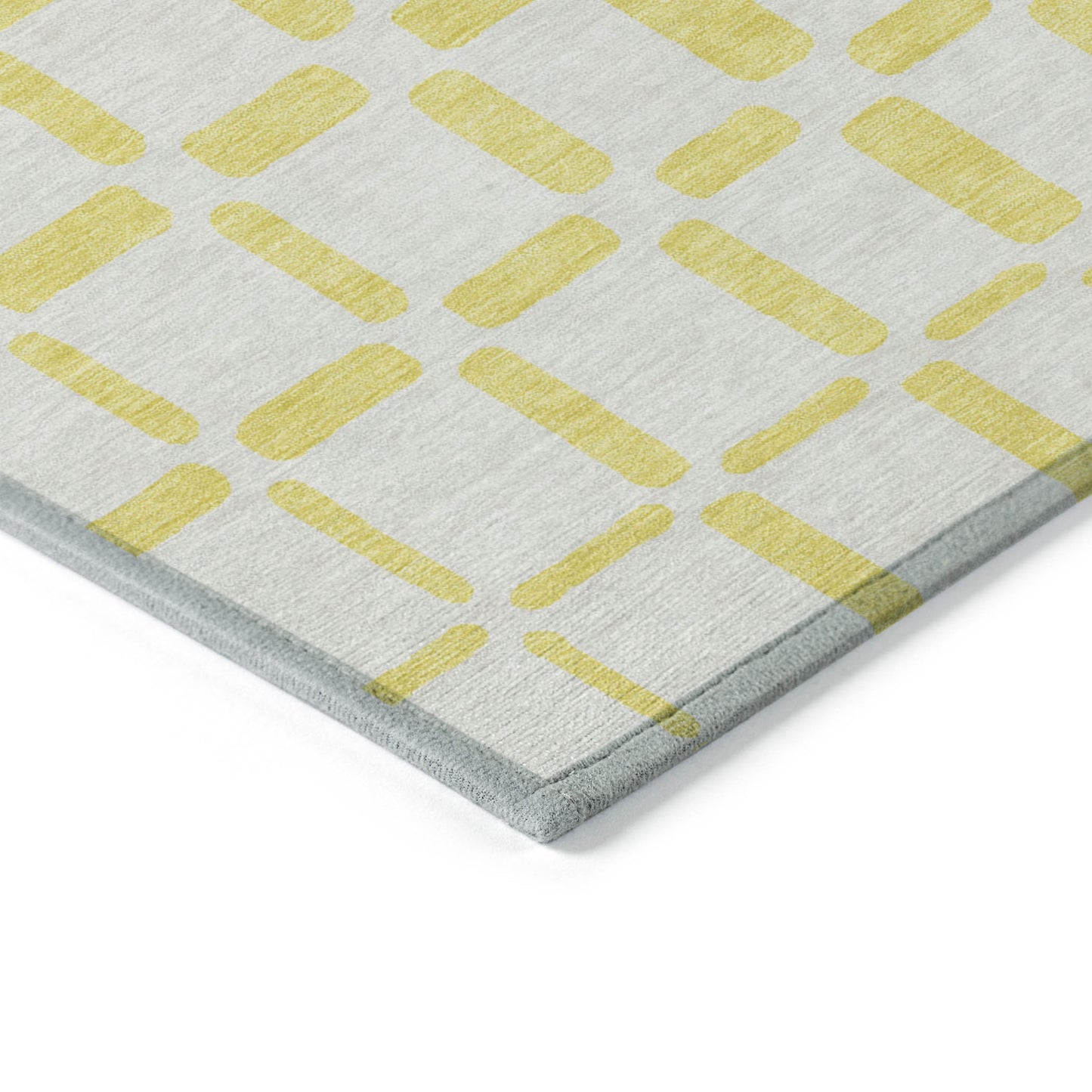 Tabselect Home Line 5' X 8' Yellow And Gray Geometric Washable Indoor Outdoor Area Rug