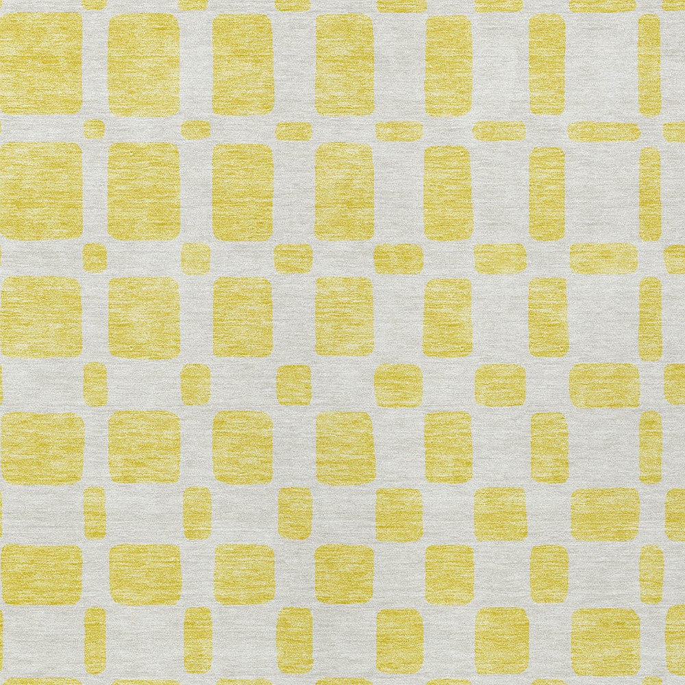 Tabselect Home Line 5' X 8' Yellow And Gray Geometric Washable Indoor Outdoor Area Rug