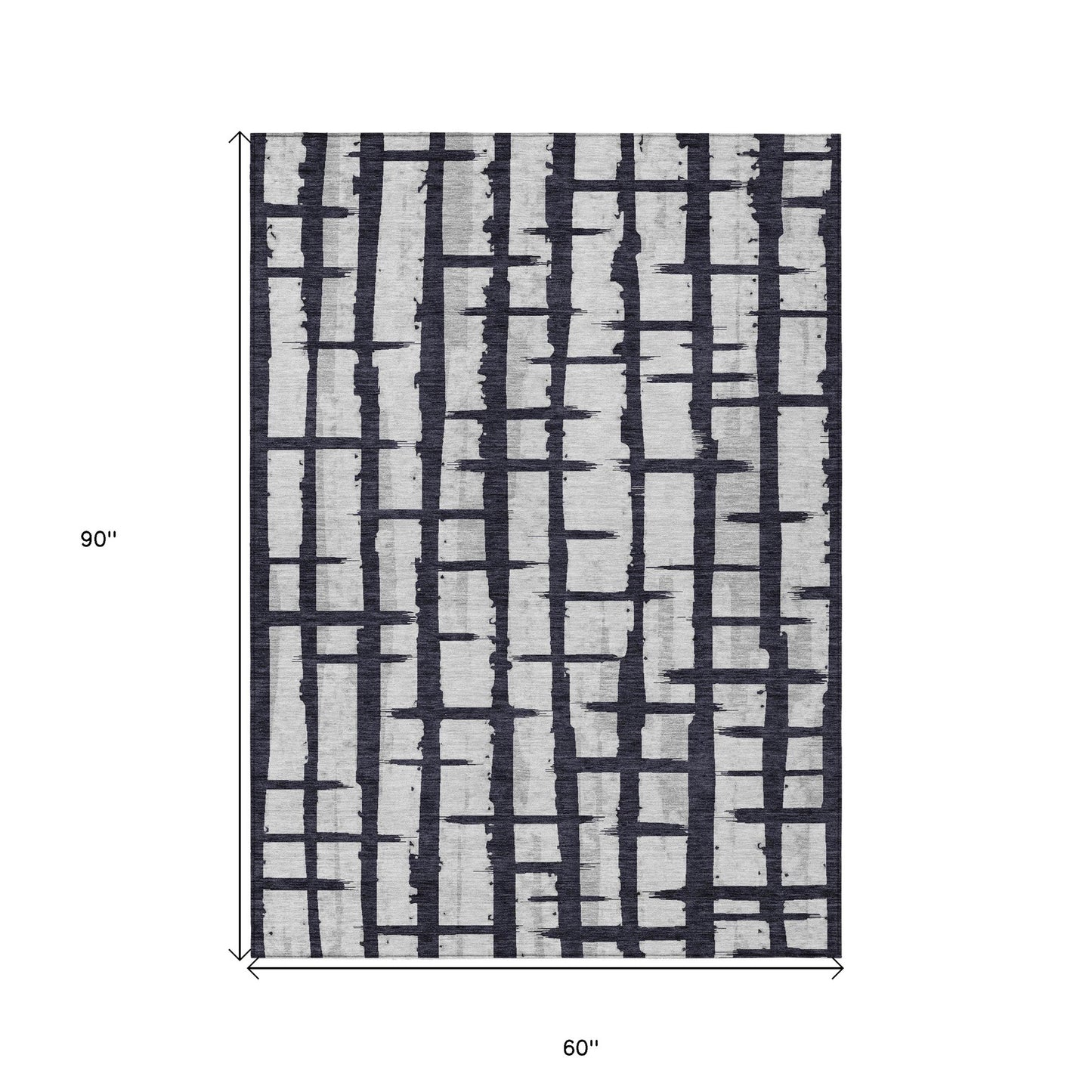 Tabselect Home Line 5' X 8' Black Beige And Gray Striped Washable Indoor Outdoor Area Rug