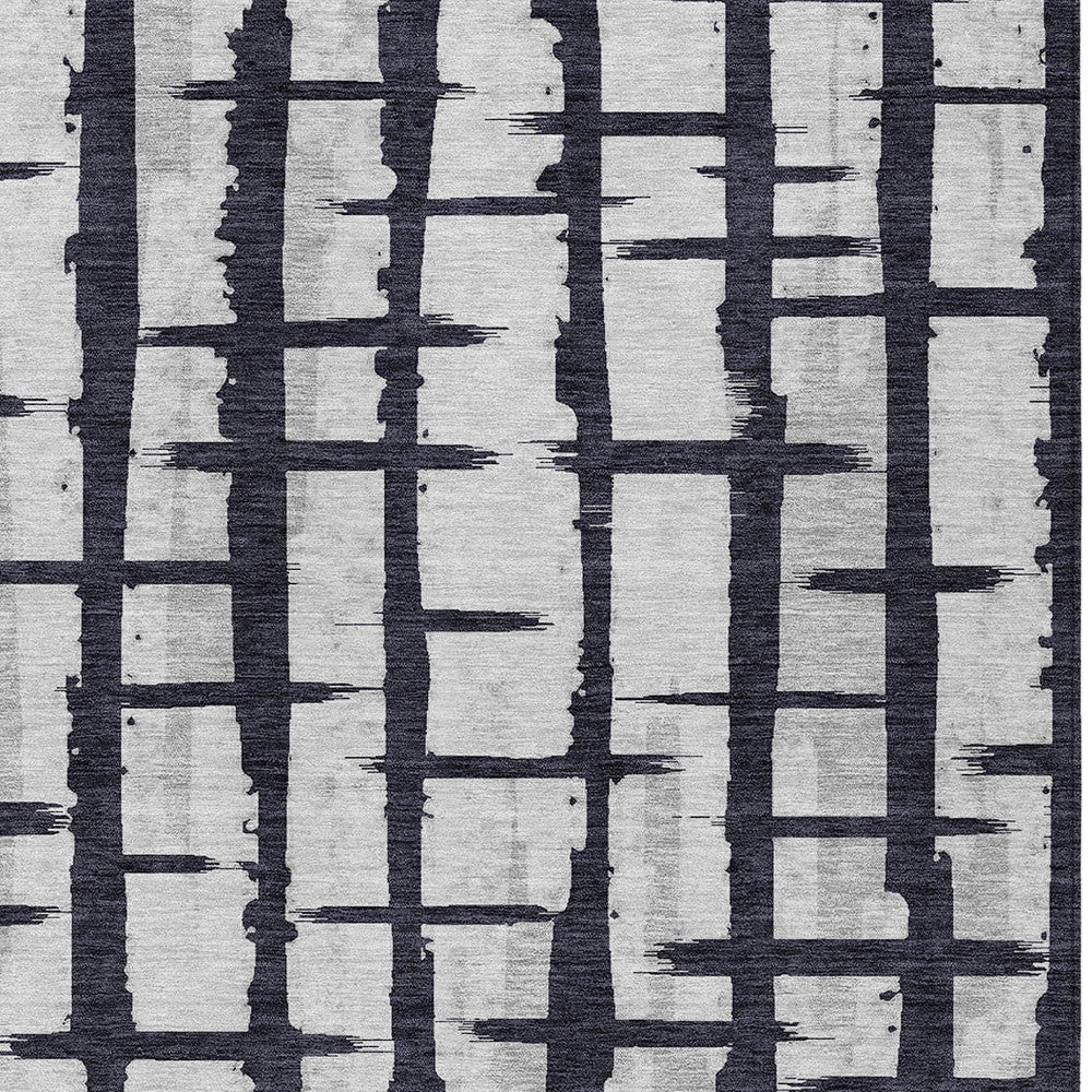 Tabselect Home Line 5' X 8' Black Beige And Gray Striped Washable Indoor Outdoor Area Rug