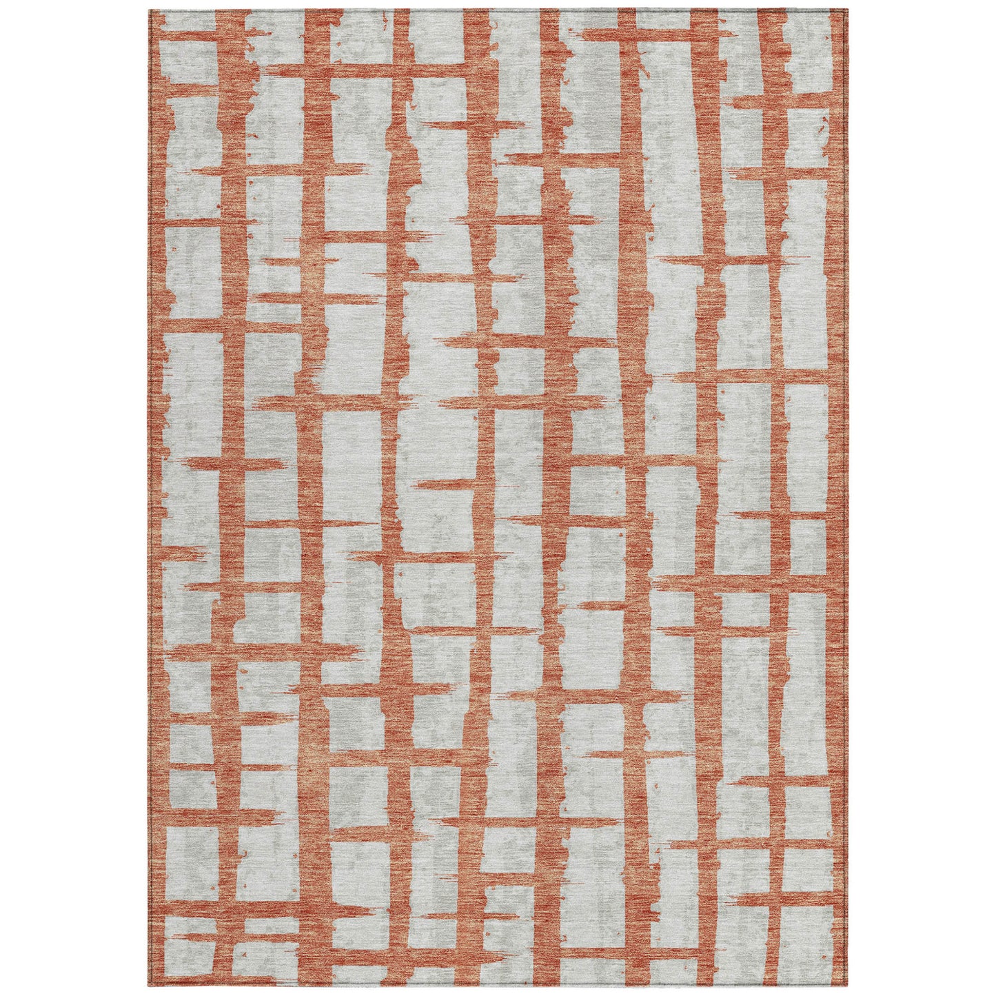 Tabselect Home Line 5' X 8' Coral And Gray Striped Washable Indoor Outdoor Area Rug