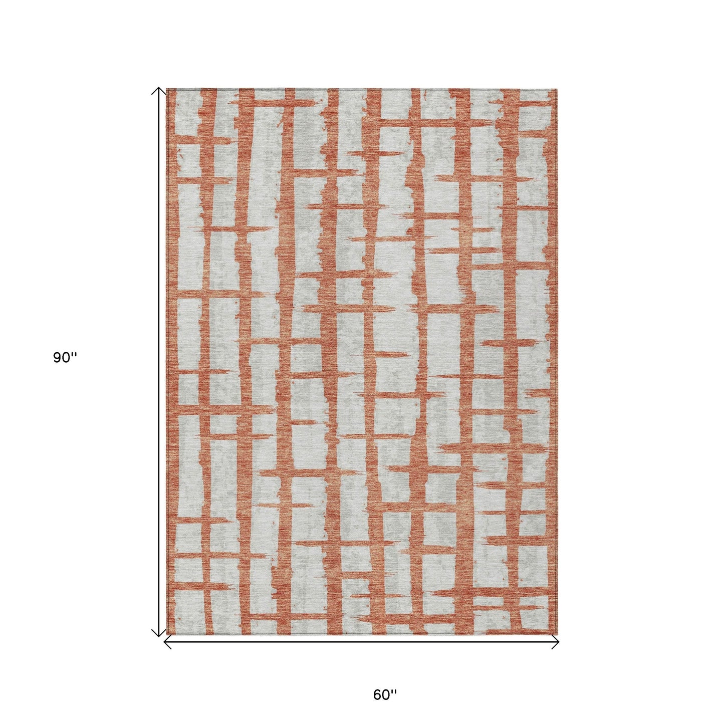Tabselect Home Line 5' X 8' Coral And Gray Striped Washable Indoor Outdoor Area Rug