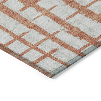 Tabselect Home Line 5' X 8' Coral And Gray Striped Washable Indoor Outdoor Area Rug