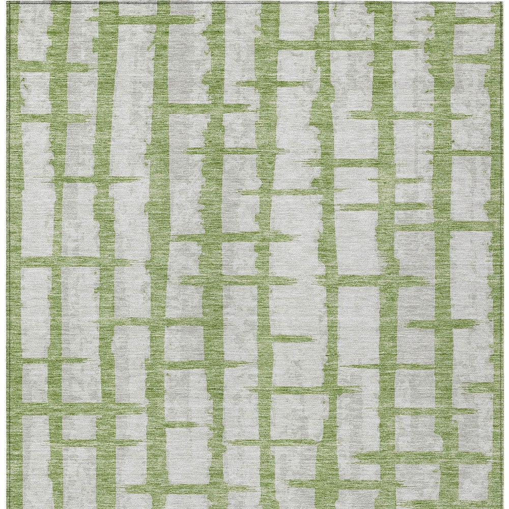 Tabselect Home Line 5' X 8' Green And Gray Striped Washable Indoor Outdoor Area Rug