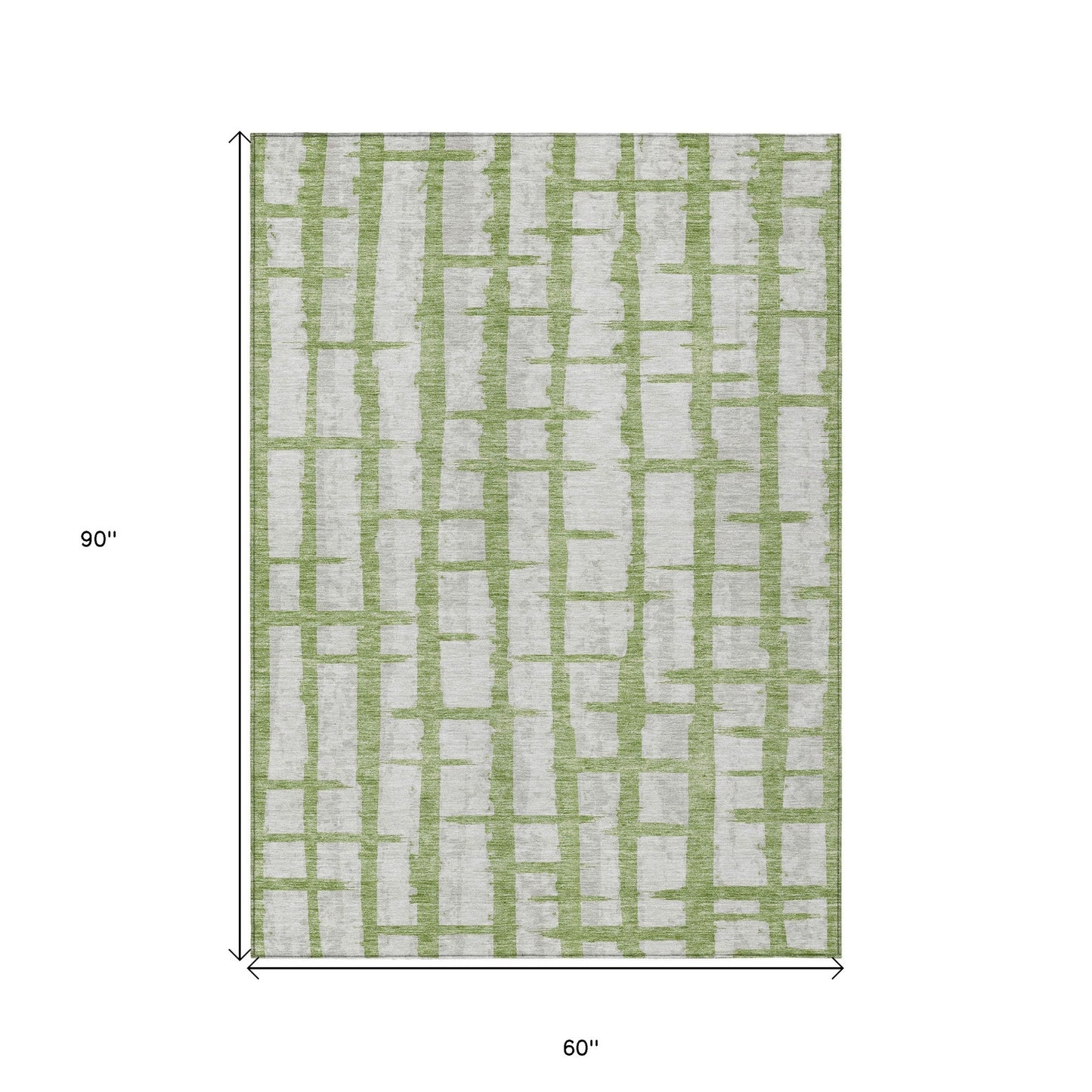 Tabselect Home Line 5' X 8' Green And Gray Striped Washable Indoor Outdoor Area Rug