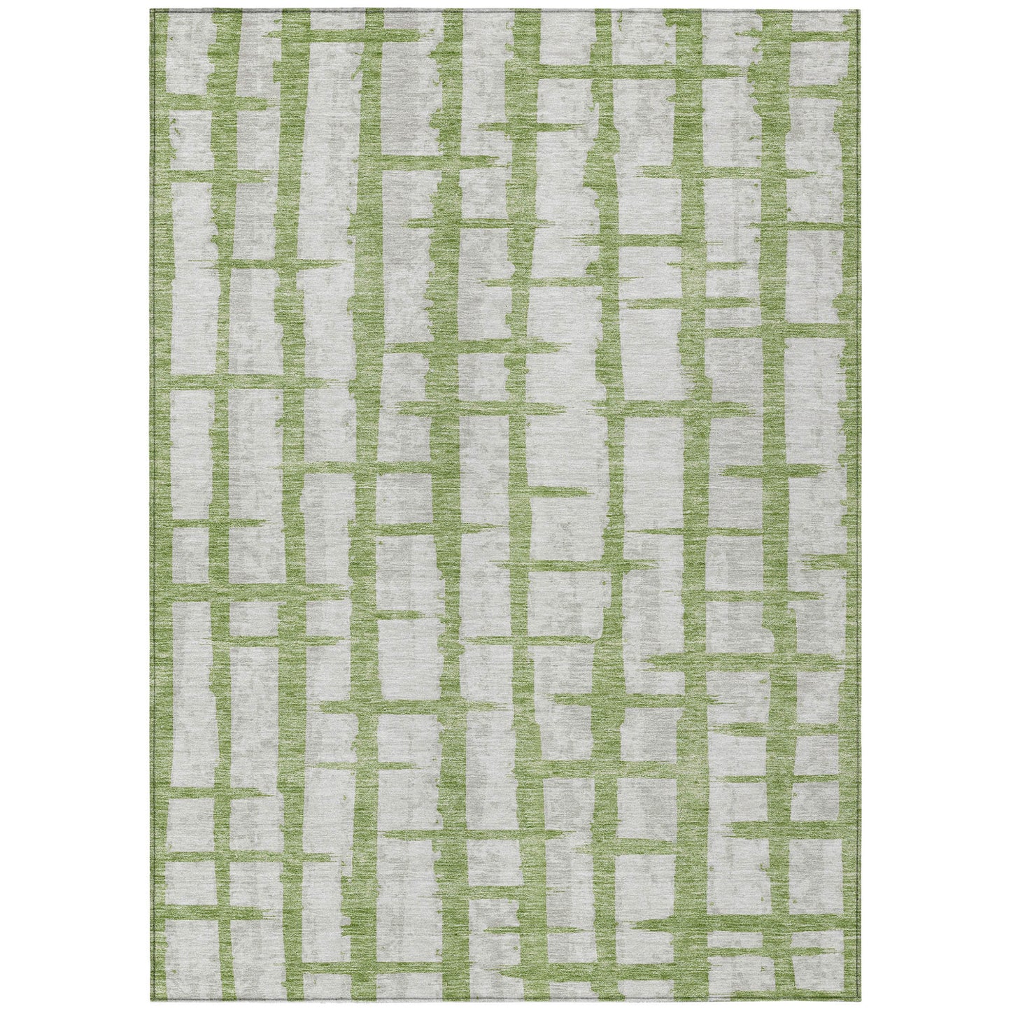 Tabselect Home Line 5' X 8' Green And Gray Striped Washable Indoor Outdoor Area Rug