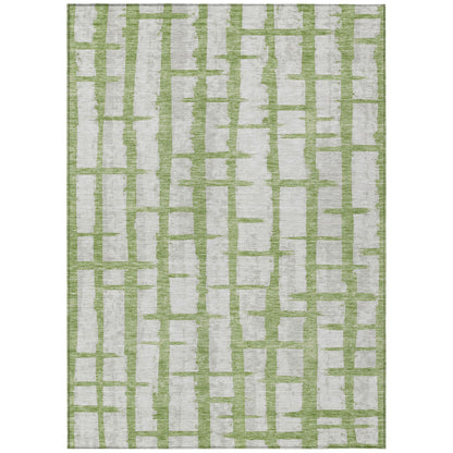 Tabselect Home Line 5' X 8' Green And Gray Striped Washable Indoor Outdoor Area Rug