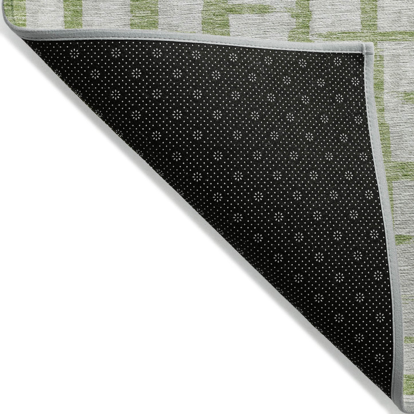 Tabselect Home Line 5' X 8' Green And Gray Striped Washable Indoor Outdoor Area Rug