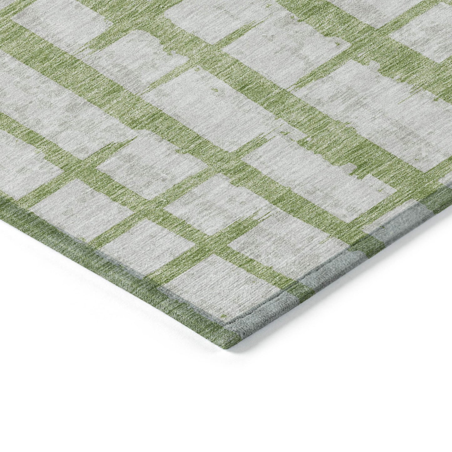 Tabselect Home Line 5' X 8' Green And Gray Striped Washable Indoor Outdoor Area Rug