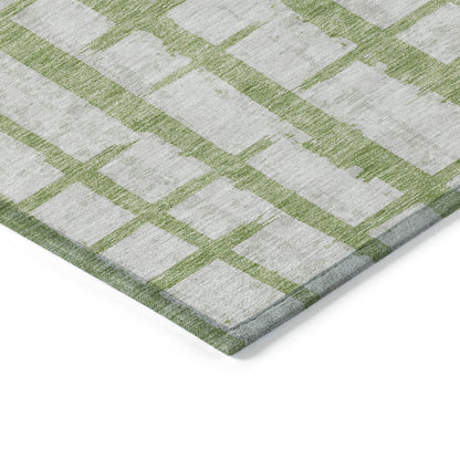 Tabselect Home Line 5' X 8' Green And Gray Striped Washable Indoor Outdoor Area Rug