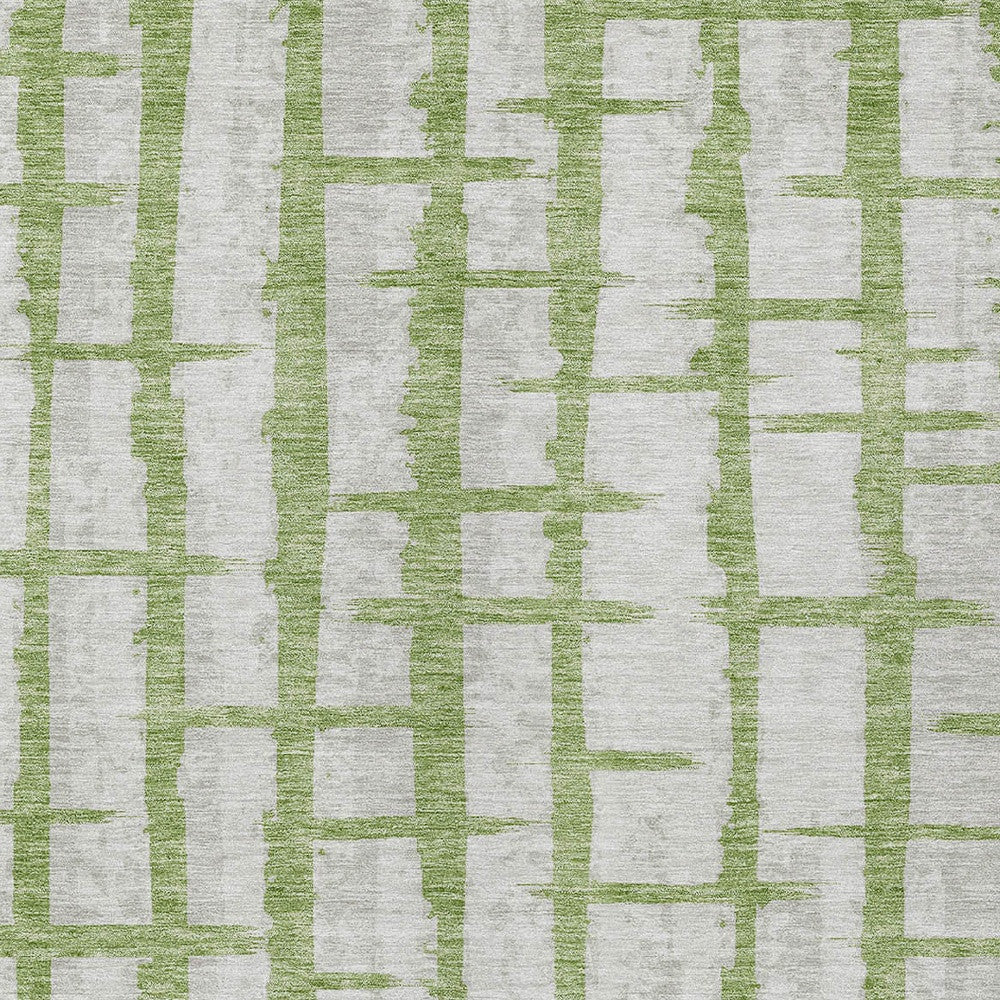 Tabselect Home Line 5' X 8' Green And Gray Striped Washable Indoor Outdoor Area Rug