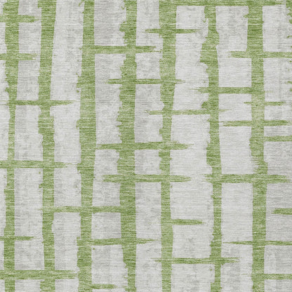 Tabselect Home Line 5' X 8' Green And Gray Striped Washable Indoor Outdoor Area Rug