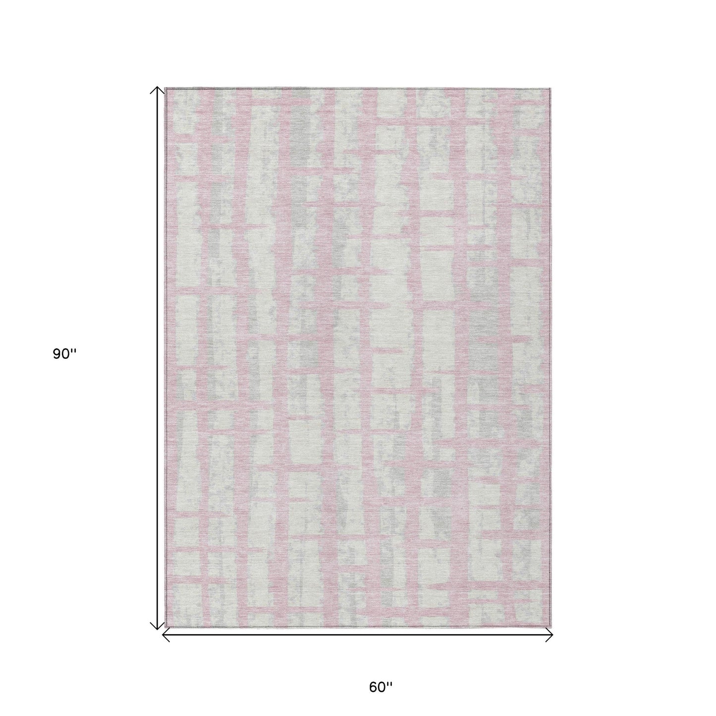Tabselect Home Line 5' X 8' Pink Gray And Ivory Striped Washable Indoor Outdoor Area Rug