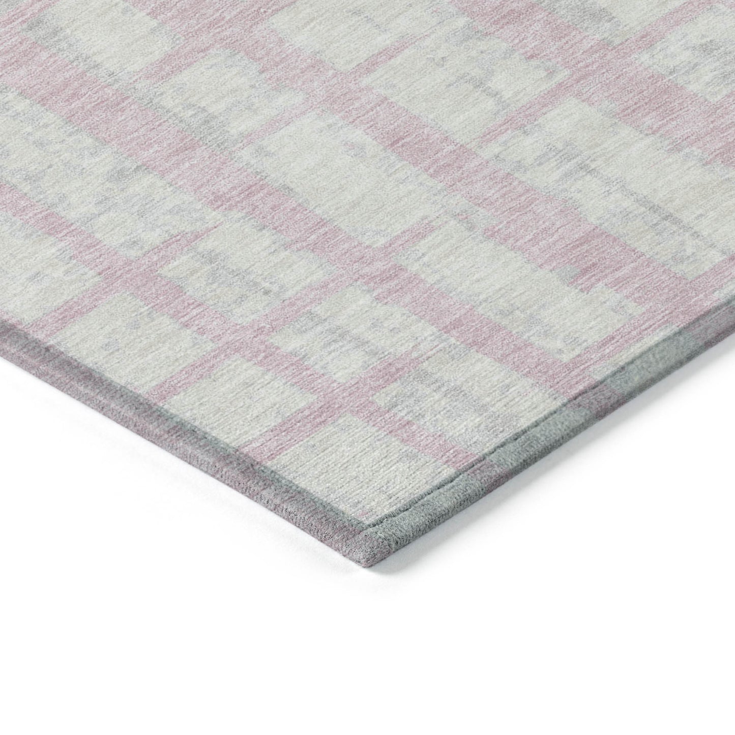 Tabselect Home Line 5' X 8' Pink Gray And Ivory Striped Washable Indoor Outdoor Area Rug