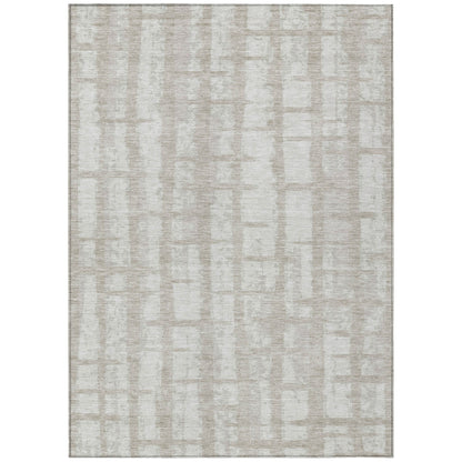 Tabselect Home Line 5' X 8' Taupe And Beige Striped Washable Indoor Outdoor Area Rug