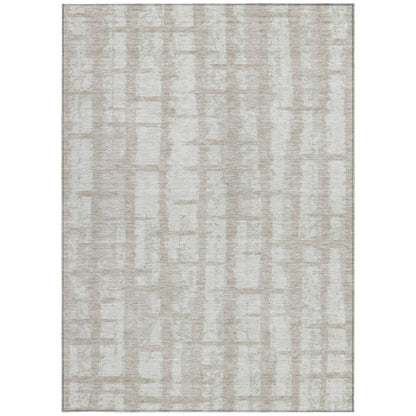Tabselect Home Line 5' X 8' Taupe And Beige Striped Washable Indoor Outdoor Area Rug