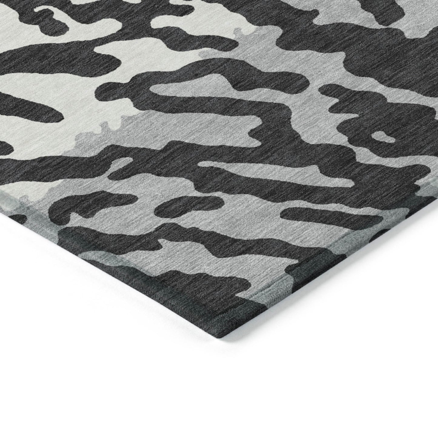 Tabselect Home Line 5' X 8' Black Gray And Ivory Animal Print Washable Indoor Outdoor Area Rug