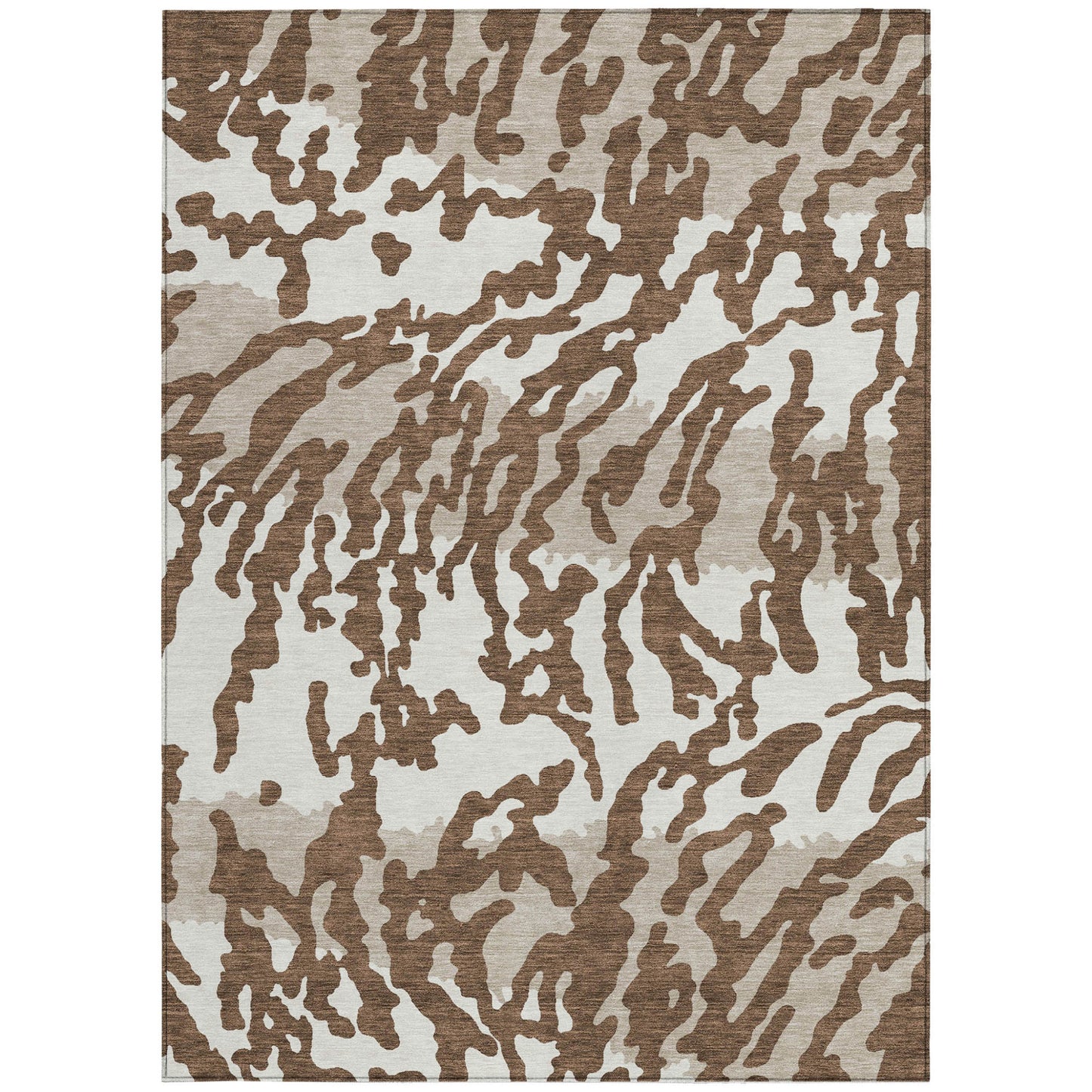 Tabselect Home Line 5' X 8' Chocolate Beige And Ivory Animal Print Washable Indoor Outdoor Area Rug