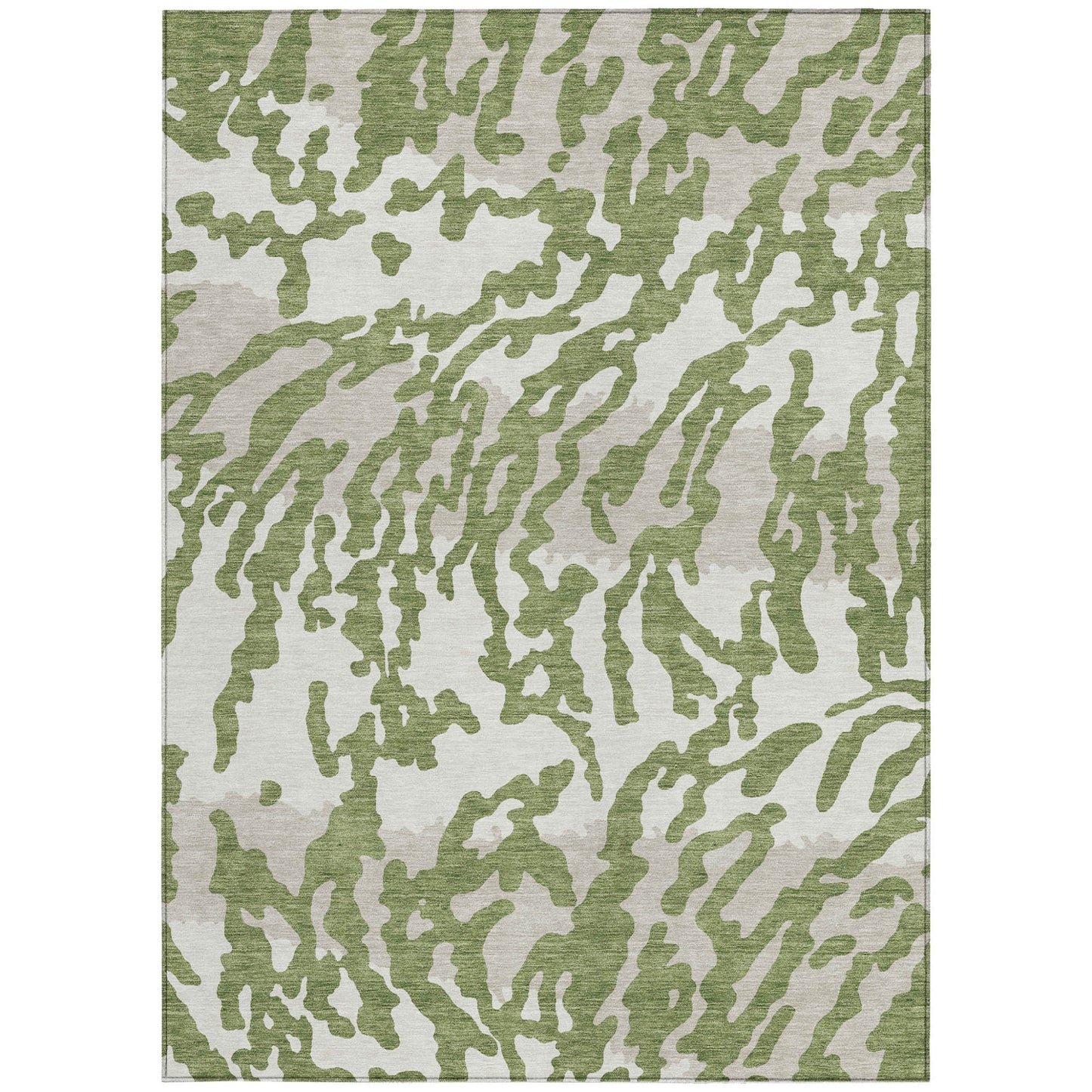 Tabselect Home Line 5' X 8' Green Gray And Ivory Animal Print Washable Indoor Outdoor Area Rug