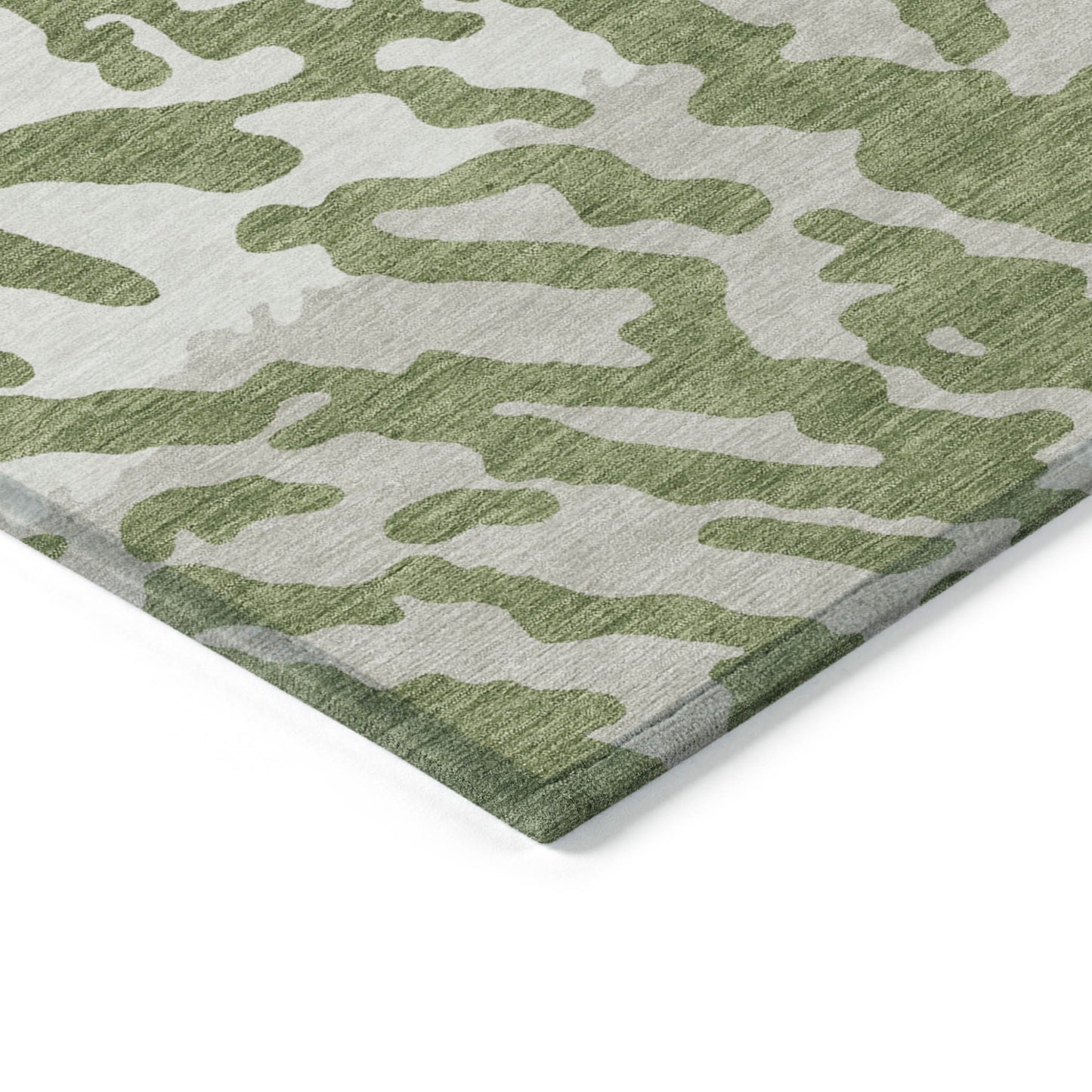 Tabselect Home Line 5' X 8' Green Gray And Ivory Animal Print Washable Indoor Outdoor Area Rug