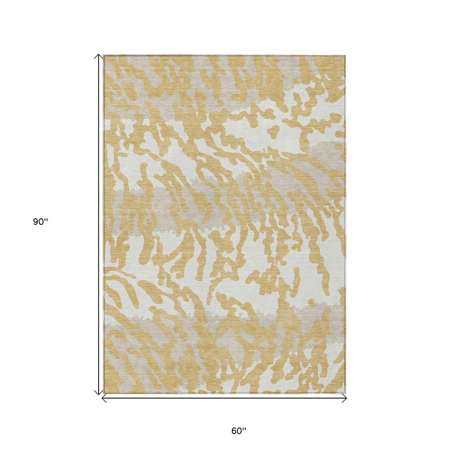Tabselect Home Line 5' X 8' Gold Gray And Ivory Animal Print Washable Indoor Outdoor Area Rug
