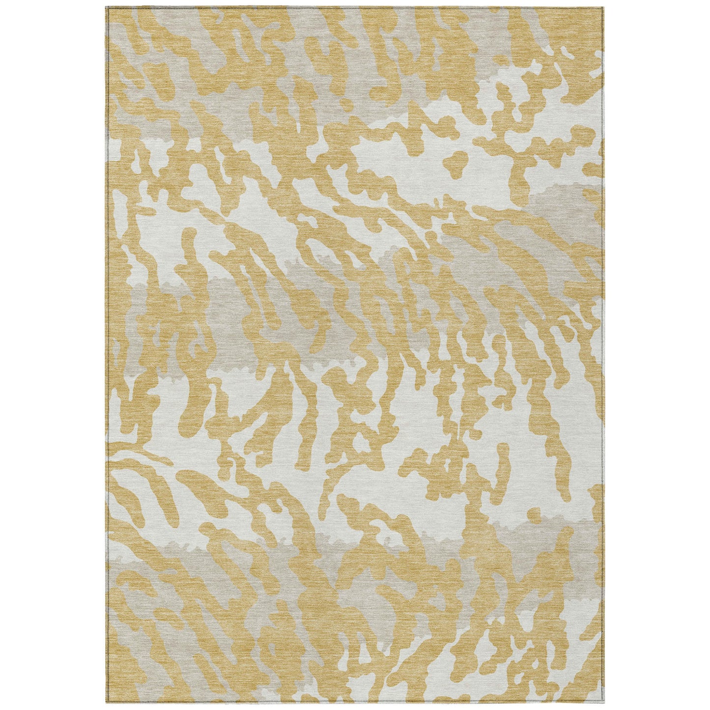 Tabselect Home Line 5' X 8' Gold Gray And Ivory Animal Print Washable Indoor Outdoor Area Rug
