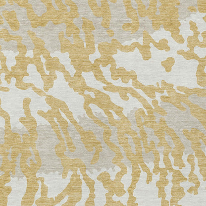Tabselect Home Line 5' X 8' Gold Gray And Ivory Animal Print Washable Indoor Outdoor Area Rug