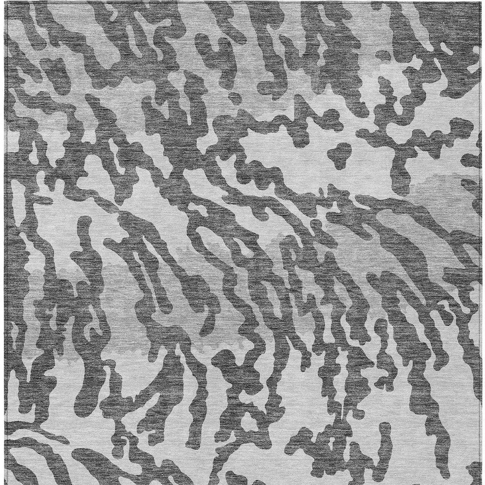 Tabselect Home Line 5' X 8' Gray And Ivory Animal Print Washable Indoor Outdoor Area Rug