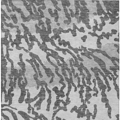 Tabselect Home Line 5' X 8' Gray And Ivory Animal Print Washable Indoor Outdoor Area Rug