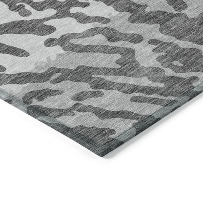 Tabselect Home Line 5' X 8' Gray And Ivory Animal Print Washable Indoor Outdoor Area Rug