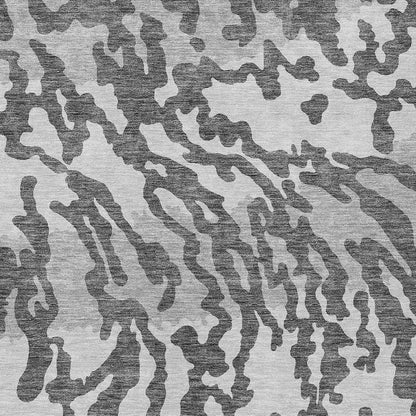 Tabselect Home Line 5' X 8' Gray And Ivory Animal Print Washable Indoor Outdoor Area Rug