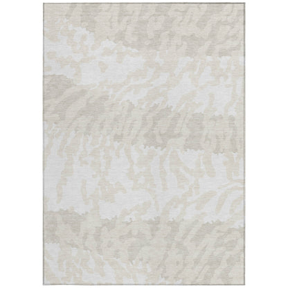Tabselect Home Line 5' X 8' Ivory And Beige Animal Print Washable Indoor Outdoor Area Rug