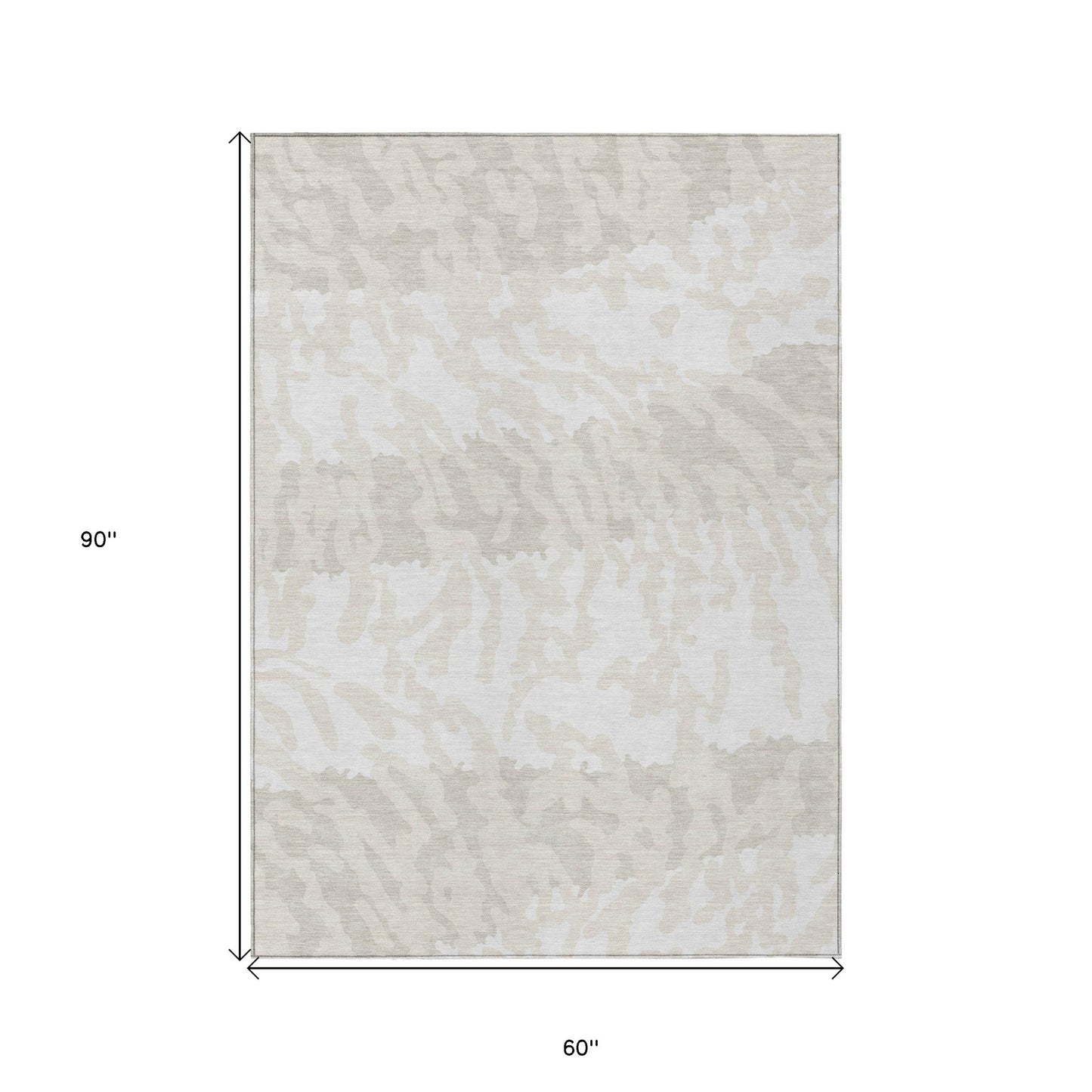 Tabselect Home Line 5' X 8' Ivory And Beige Animal Print Washable Indoor Outdoor Area Rug