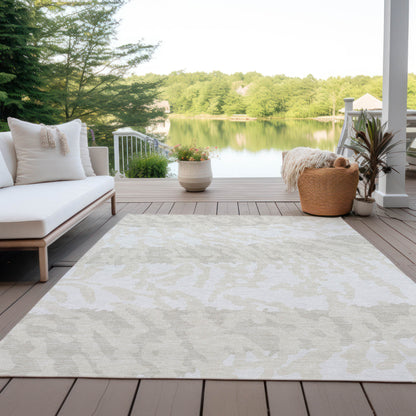 Tabselect Home Line 5' X 8' Ivory And Beige Animal Print Washable Indoor Outdoor Area Rug