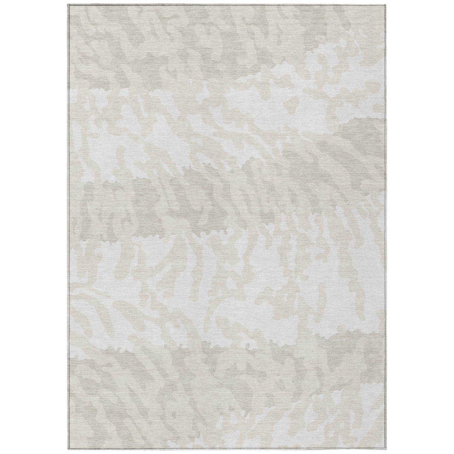 Tabselect Home Line 5' X 8' Ivory And Beige Animal Print Washable Indoor Outdoor Area Rug