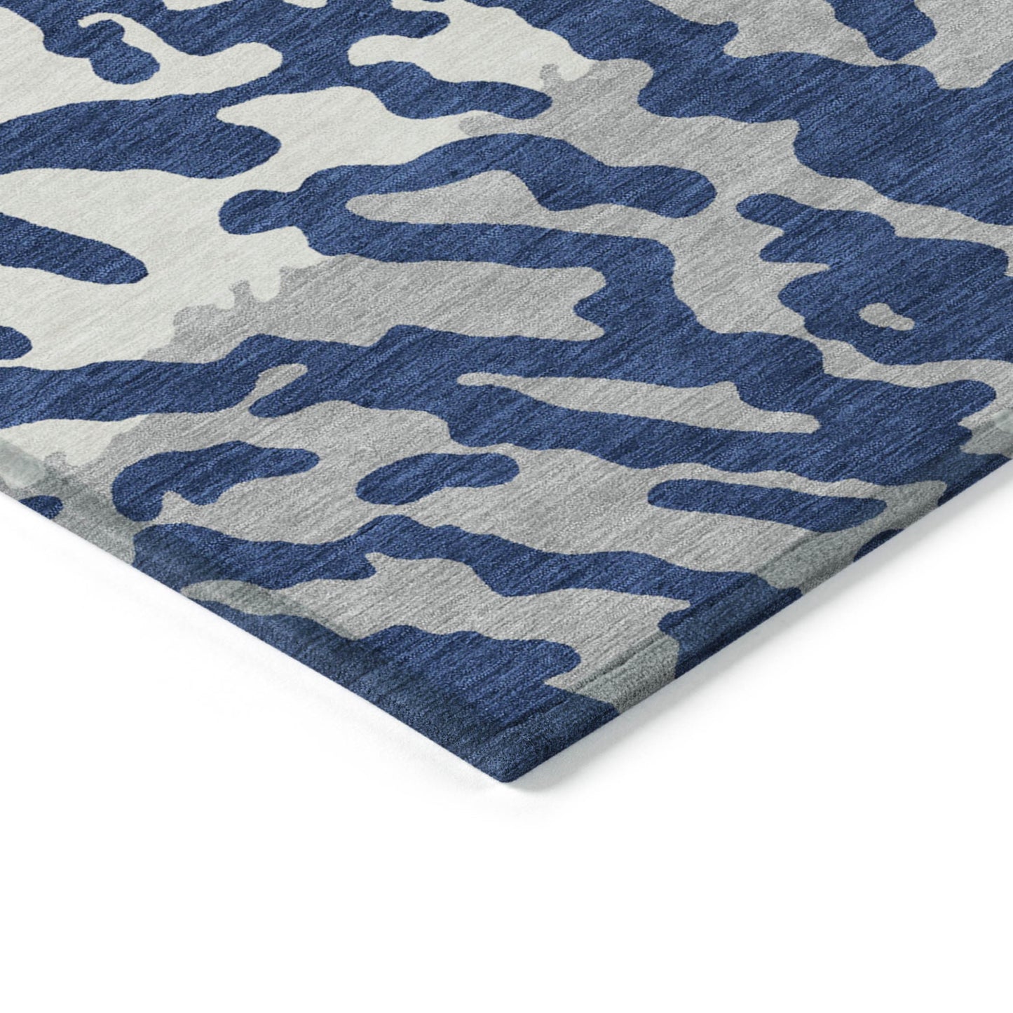 Tabselect Home Line 5' X 8' Navy Blue Gray And Ivory Animal Print Washable Indoor Outdoor Area Rug