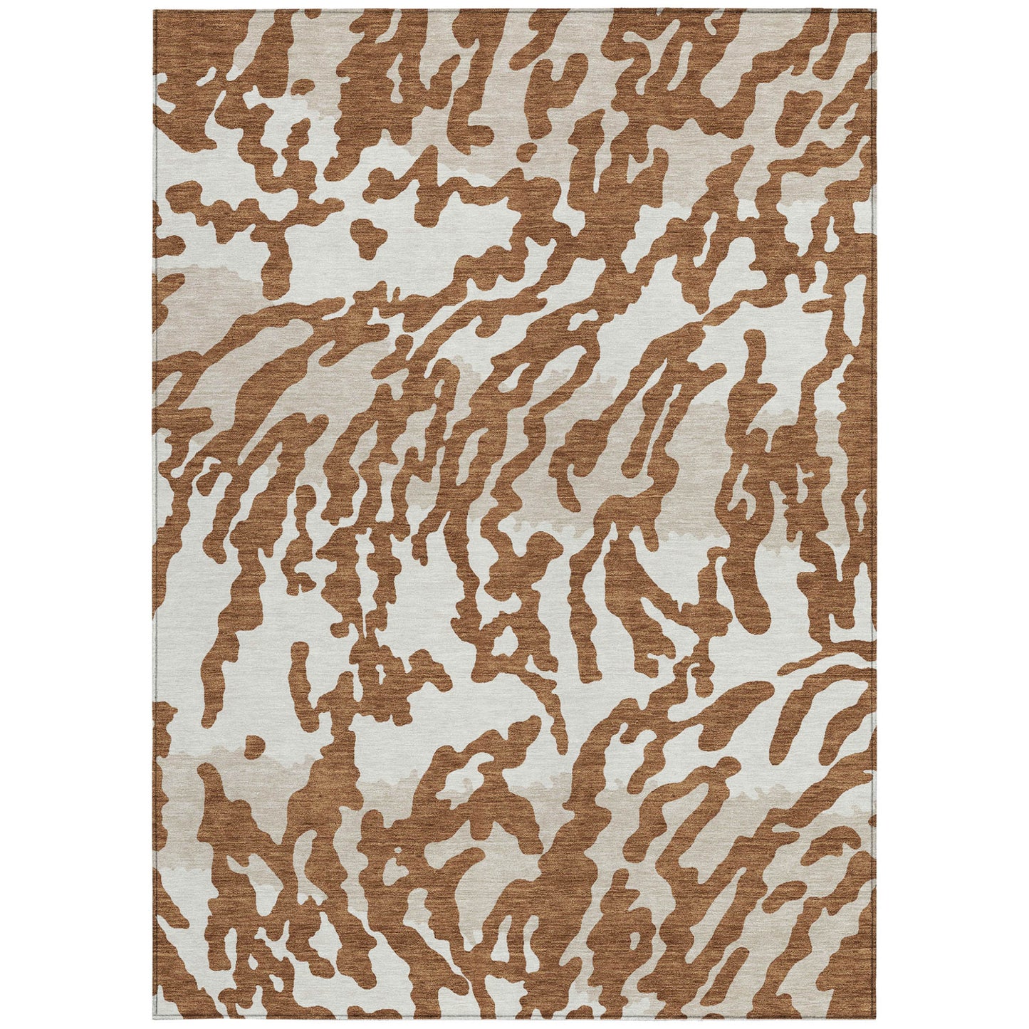 Tabselect Home Line 5' X 8' Brown Beige And Ivory Animal Print Washable Indoor Outdoor Area Rug