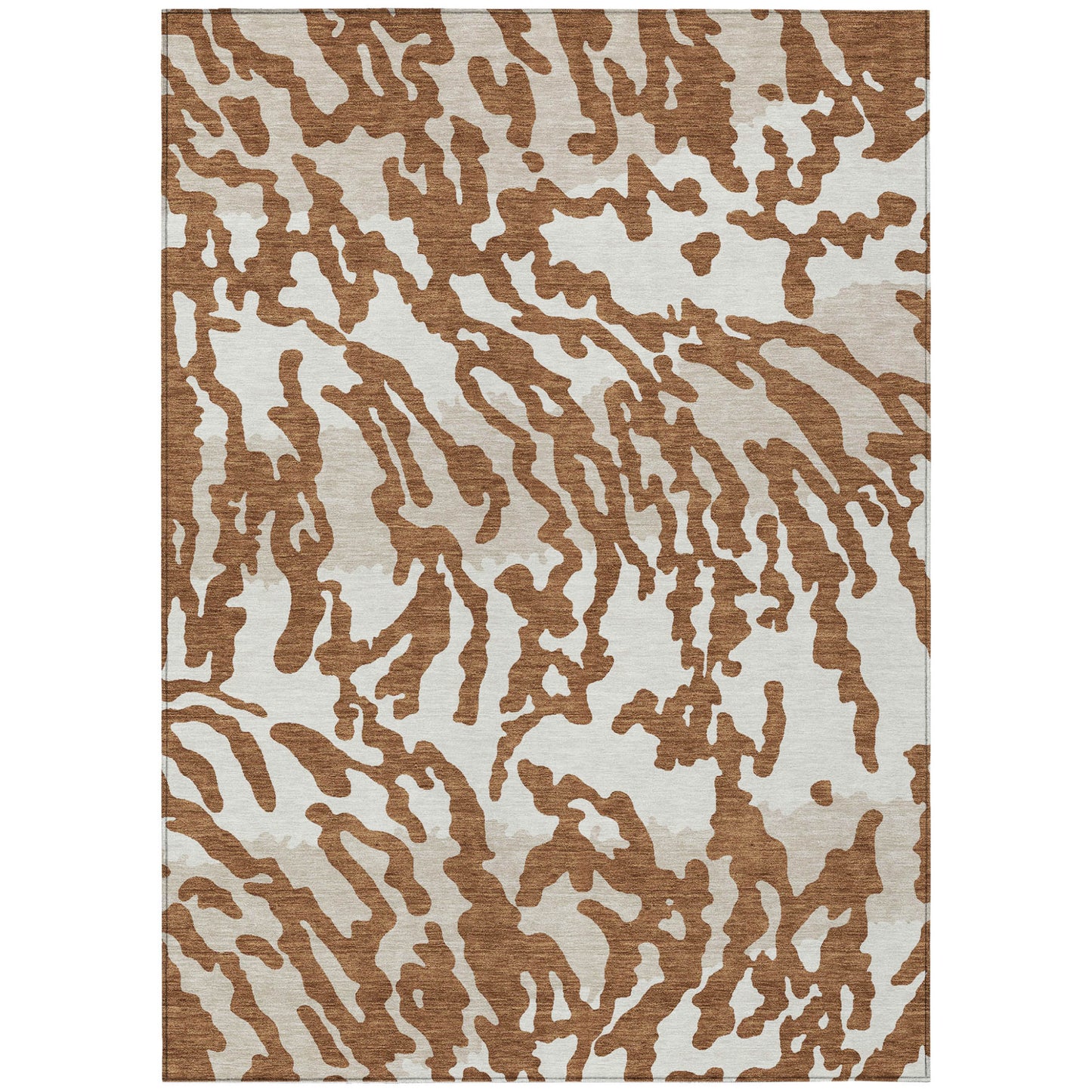 Tabselect Home Line 5' X 8' Brown Beige And Ivory Animal Print Washable Indoor Outdoor Area Rug