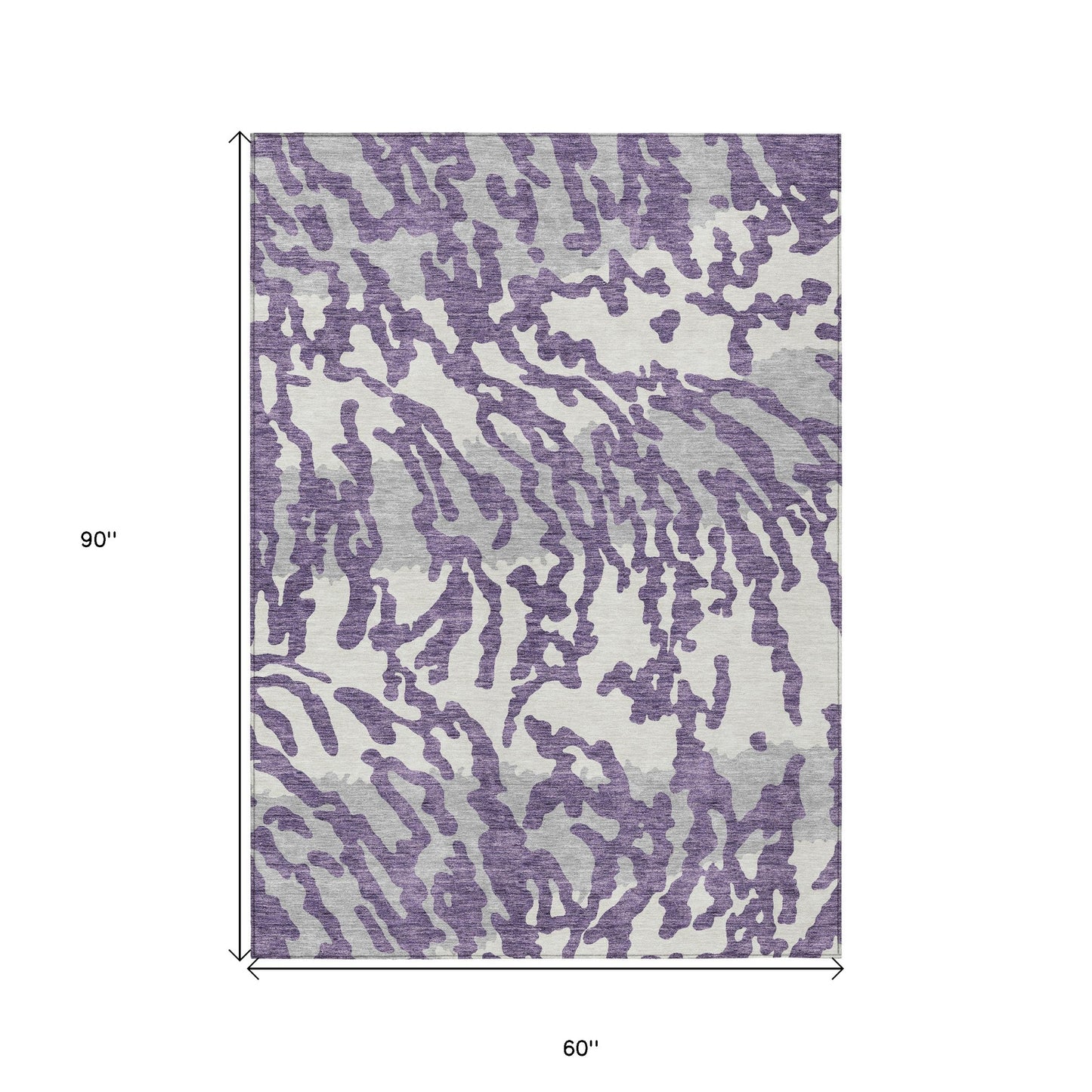 Tabselect Home Line 5' X 8' Purple Gray And Ivory Animal Print Washable Indoor Outdoor Area Rug