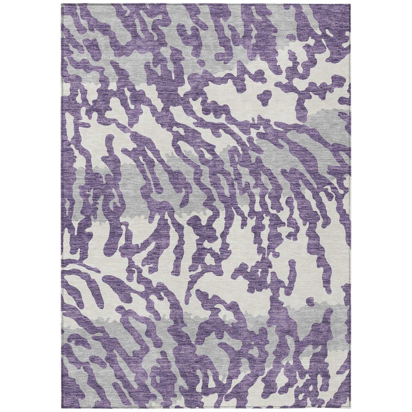 Tabselect Home Line 5' X 8' Purple Gray And Ivory Animal Print Washable Indoor Outdoor Area Rug